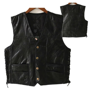 Ropa de Moda para Hombre, Chaleco de Cuero de Diseño Personalizado, Chaleco de Cuero Transpirable Hecho en Pakistán, Precio Económico al por Mayor - Product Image 2