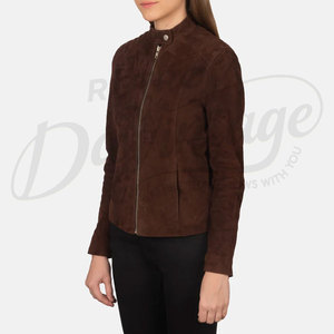 Women Geniune <b>Suede</b> Laether brown Leather Real Sheep Skin Leather Motorcycle <b>Jacket</b> For Women Custom Women Black Leather <b>Jacket</b> - Product Image 2