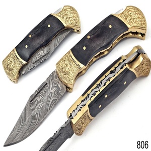 มีดอเนกประสงค์เกรดอุตสาหกรรม Trend Blades OEM รุ่น 15N20 เหล็กดามัสกัส 1095 ใบมีดแบบ Clip Point พร้อมระบบเลื่อนเปิดใบมีด ด้ามไม้โรสวูด ขนาด 7 นิ้ว - Product Image 1