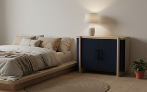 Buffet moderne à 2 portes en chêne massif pour salon - Rangement résistant à l'eau avec design minimaliste - Product Image 4