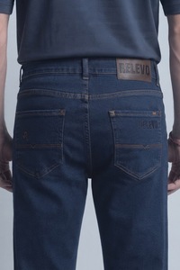 Pantalon en jean pour homme, coupe droite, bleu classique, décontracté, pour tous les jours, en denim de coton, streetwear, confortable et tendance - Product Image 5