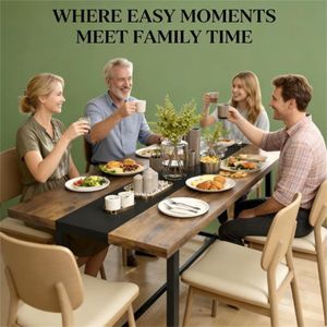 Tavolo da Pranzo Lungo Marrone dal Design Versatile per Casa o Ufficio, Ideale per Conferenze - Product Image 2