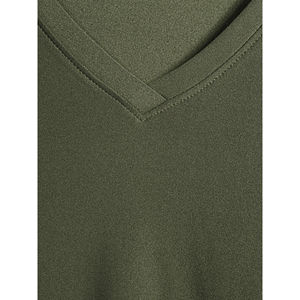 Camiseta de Cuello en V de Algodón de Alta Calidad para Mujer, Secado Rápido, Deportiva, para Verano, con Estampado, Casual, de Manga Corta, Transpirable, en Colores Sólidos - Product Image 5