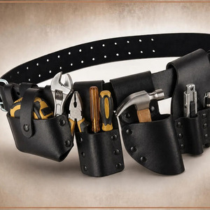 Ceinture porte-outils professionnelle en cuir renforcé pour échafaudage, pochette porte-outils pour ouvrier du bâtiment, fournisseur OEM sur site de construction, prix de gros - Product Image 2