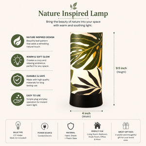 Nature Inspired Leaf Pattern Table Lamp Decorative Bedside <b>Night</b> Lamp Warm <b>Light</b> Fabric Shade E27 Compatible Modern Home Decor - Product Image 5