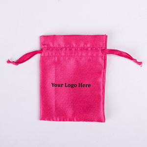 Jewelry Packaging Pink Satin <b>Drawstring</b> <b>Pouch</b> Bag With Custom Logo Promotional Branding Wedding Favor <b>Pouches</b> - Product Image 2