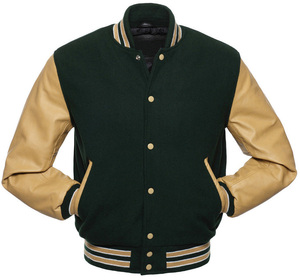 Chaqueta Varsity de Béisbol para Hombre, al por Mayor, con Mangas de Cuero Vacuno Bordado - Product Image 1