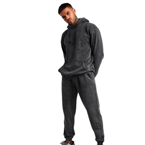 Sweat-shirt à capuche pour homme, coupe classique, gris foncé uni, 100% coton, molleton français, poche, coupe décontractée, vêtement d'automne, impression numérique - Product Image 1