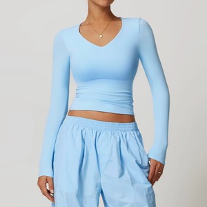 Camiseta Corta de Manga Larga para Mujer, Ajustada, Transpirable, para Running y Yoga de Alta Intensidad, con Logotipo Personalizado - Product Image 1