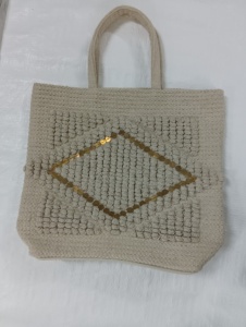 Bolso de Playa Tejido de Algodón Ecológico para Mujer, Estilo Veraniego, con Dos Asas, Tipo Cesta, Abierto - Product Image 2