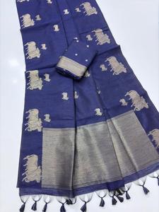 Sari indien de créateur en Khadi doux, best-seller, style ethnique chic, avec blouse tendance pour l'exportation, collection exclusive pour femmes et jeunes filles - Product Image 5