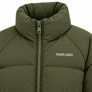 Chaqueta acolchada gris para mujer con cuello alto, cierre de cremallera, cálida para el invierno - Product Image 5