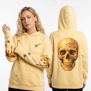Customized Full Zip Front Hooded <b>Jacket</b> Women Mustard Yellow Mud Wash Distressed <b>Pilot</b> Goggles Skeleton Embroidery Manufacturer - Product Image 2