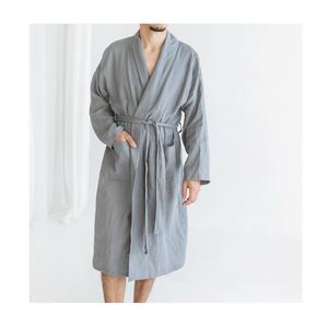 Peignoir pour homme en flanelle respirant à séchage rapide, doux, à manches longues, avec poches, vêtement de nuit décontracté, tendance, pour un usage quotidien - Product Image 3