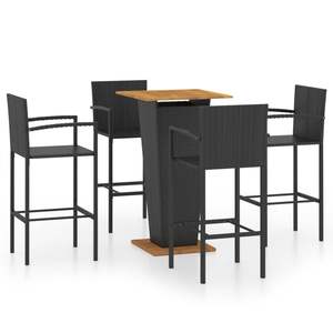 Conjunto de Bar de Jardín de Ratán Negro para 4 Personas, Estructura Metálica, Muebles de Exterior de Diseño Contemporáneo, Resistentes a la Intemperie - Product Image 4
