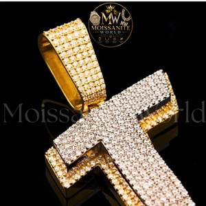Pendentif lettre J en moissanite, plaqué or, argent sterling 925, diamant rond VVS, bijoux hip-hop, passe le testeur de diamants - Product Image 2
