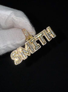 Custom 10K <b>Gold</b> <b>Letter</b> Pendant Lab Grown Diamond Baguette Iced Out Jewelry Luxury Personalized Gift for Parties men women - Product Image 3