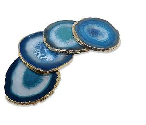 Juego de Posavasos de Ágata Azul Real | Juego de Posavasos Hechos a Mano | Juego de Posavasos para Vino | Juego de Posavasos para Champán | Posavasos para Té | Posavasos para Bebidas - Product Image 1