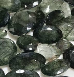 Premium Polished Natural Green Rutilated Quartz Gemstone Faceted Oval <b>Crystal</b> Customized <b>Rare</b> Rutile Necklace Ring Energy BAITHU - Product Image 1