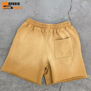 กางเกงขาสั้นผ้าฝ้ายย้อมสีซันเฟดสไตล์วินเทจสำหรับผู้ชาย ขอบดิบ ผ้าฝ้ายฟลีซ 100% ขายส่ง เสื้อผ้าสตรีทแวร์ กางเกงขาสั้นซันเฟดสำหรับเด็กผู้ชาย - Product Image 5