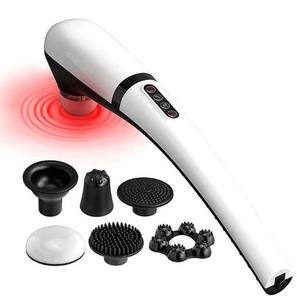 7 cabezales de masaje terapia de compresión de calor caliente percusión recargable músculo infrarrojo cuerpo completo masajeador de espalda de mano martillo - Product Image 1