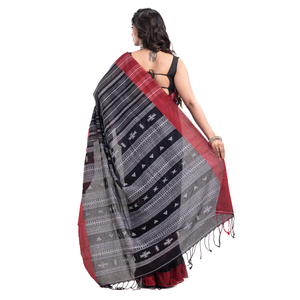 Nueva Colección de Sarees de Algodón Buti Rojo, Negro y Blanco, Suaves y Ligeros, Hechos a Mano, con Diseño Elegante para Bodas, de la India - Product Image 1