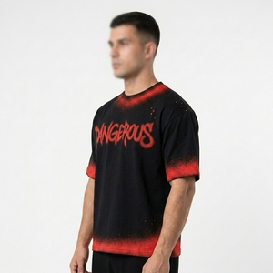 Custom Logo Men's Casual <b>Spray</b> Dye Tee Shirt Plain Gym and Streetwear T-Shirts Bulk Wholesale Factory Price - Product Image 3