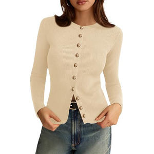 Suéter de Punto con Botones Cruzados para Mujer, Invierno 2026, Nuevo, Personalizado, Venta al Por Mayor, Corte Ajustado - Product Image 2