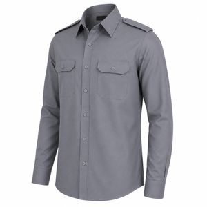 Camisa de Uniforme Personalizada para Hombre con Logo, Manga Larga, Epaulettes, Bolsillos con Solapa en el Pecho, Camisa Formal de Guardia de Seguridad, Camisa con Epaulettes - Product Image 5
