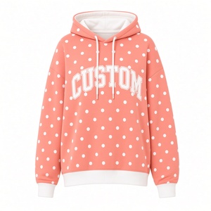 Sweat-shirt à capuche surdimensionné pour femme de qualité supérieure, à pois, manches longues, impression personnalisée, en coton, pull à capuche, vêtements d'automne - Product Image 6