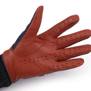 Gants de conduite respirants en cuir noir et marron, design unique, gants sur mesure - Product Image 5