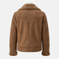 Blouson Bomber Homme Hiver en Cuir Véritable Col Rabattu Doublure Fausse Fourrure Vintage Uni Chaud Décontracté Vêtement d'extérieur OEM ODM