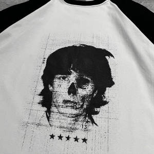 เสื้อยืดผู้ชายพิมพ์ลายกราฟิกผ้าคอตตอนหนาน้ำหนักมาก ทรงโอเวอร์ไซส์ บ็อกซี่ฟิต สีบล็อกสองชั้น แขนยาว - Product Image 2