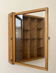 Wooden Wall Mounted Bathroom <b>Cabinet</b> with Glass Door 10 Shelf Storage <b>Rustic</b> Design Brass Handle - Product Image 2