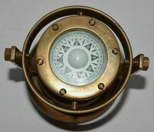 Brass Nautical <b>Compass</b> Gimbal Pocket Analog Dial Handheld Portable Desk Ornament - Product Image 1