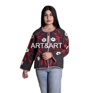 Vente chaude Femmes Suzani Veste Brodée Manteau D'hiver avec Remplissage De Coton et XL Taille Imprimé TNT Tissu Court Manteau Conception - Product Image 1