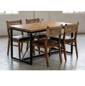 Ensemble de meubles de salle à manger en bois massif moderne, table et chaises de qualité supérieure pour la maison et l'hôtel - Product Image 5