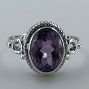 Amethyst <b>Ring</b> Handmade Sterling Silver Bezel Setting Natural Purple Oval Gemstone <b>Boho</b> Jewelry February Birthstone - Product Image 4