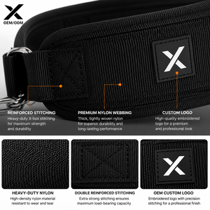 Custom Heavy Duty Nylon Dip <b>Belt</b> with Steel <b>Chain</b> Weight Lifting <b>Belt</b> Adjustable Gym Pull Up <b>Belt</b> OEM ODM Pakistan - Product Image 4