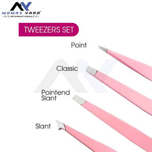ชุดแหนบสแตนเลสแบบมืออาชีพสำหรับต่อขนตาและตกแต่งคิ้วอย่างแม่นยำ - ชุดแหนบ 4 ชิ้นสีชมพู - Product Image 3