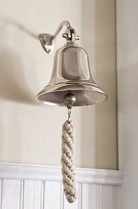 Traditional Metal <b>Wall</b> Bell With Rope Pull Nautical Home Decor Entryway Single Piece - Product Image 1
