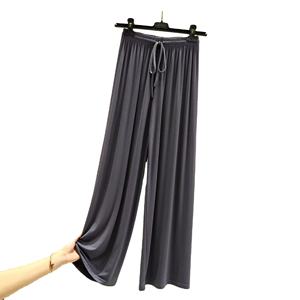 Pantalones de pierna recta de cintura alta para mujer, pantalones holgados informales transpirables, diseño drapeado fresco, cintura elástica, combina con todo, verano - Product Image 6