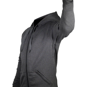 Sweat-shirt à capuche gris pour homme, en molleton, coupe classique, décontracté, hiver, polyester/coton, tricoté, brodé, effet délavé sur le devant - Product Image 4