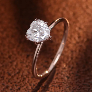 Anillo de Compromiso de Moissanita con Corte Corazón, Anillo de Oro Solitario para Mujer, Anillo de Promesa Romántico, Anillo de Boda Minimalista, Delicado - Product Image 5