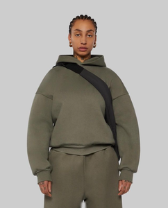 Conjunto de Sudadera con Capucha y Pantalones Deportivos de Algodón Grueso de 500 GSM, Corte Cuadrado Personalizado, Cierre de Cremallera, Estilo Deportivo - Product Image 4