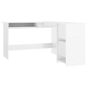 <b>High</b> <b>Gloss</b> <b>White</b> L-Shaped Corner <b>Desk</b> 47.2\" X 55.1\" X 29.5\" Engineered Wood Computer <b>Desks</b> - Product Image 2