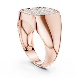 Bague signet pour homme en or rose sertie de diamants de laboratoire |   Bague carrée de luxe pour mariage et anniversaire - Product Image 2