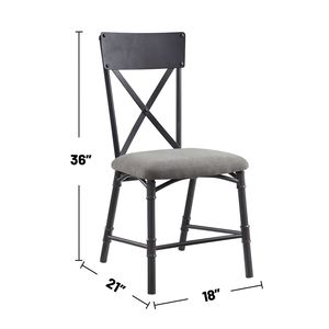 Set di 2 sedie da pranzo con cuscini per seduta grigi e neri sabbia - Product Image 3