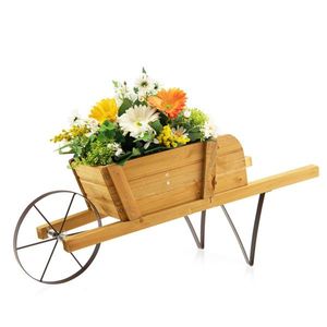 Carriola in Legno 2-in-1 con Fioriera e 9 Accessori Magnetici per Giardino e Cortile, Fornitura Perfetta per il Tuo Spazio Esterno - Product Image 3