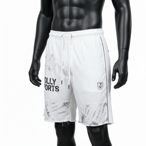 Pantalones cortos cortavientos de poliéster taslan premium de 120 GSM con efecto lavado blanco, panel inferior con estampado por sublimación, logotipo personalizado, pantalones cortos para hombre - Product Image 5